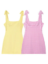 Checkered Tie Up Straight Mini Dress